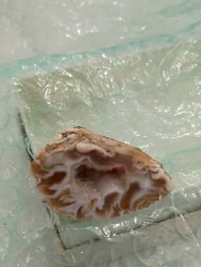 Natural White and Tan Geode Slice Home Accent